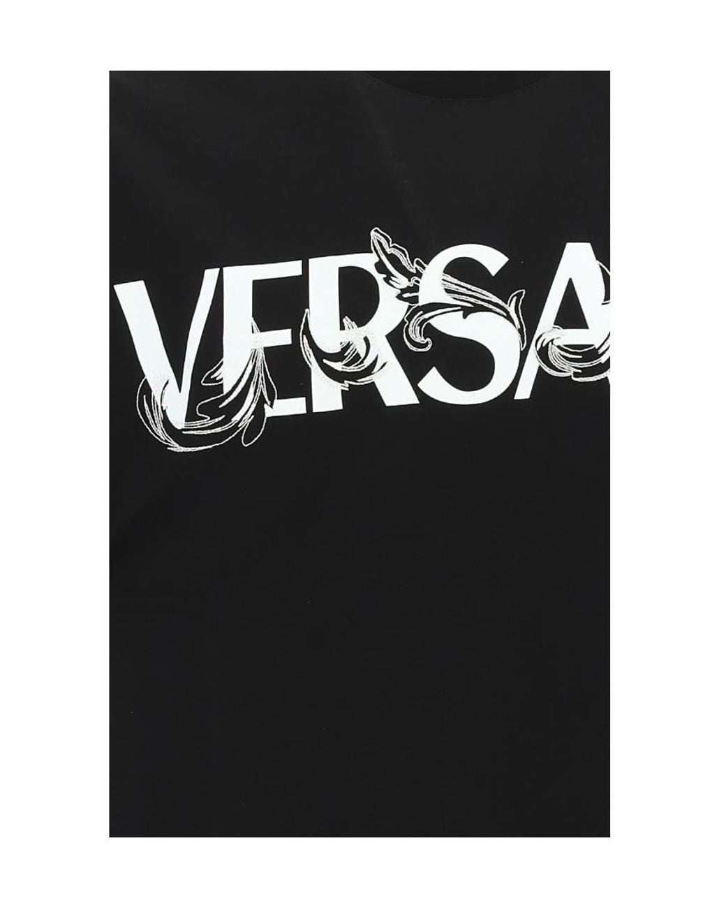 Versace Black Barocco Silhouette-Print Cotton T-Shirt for men