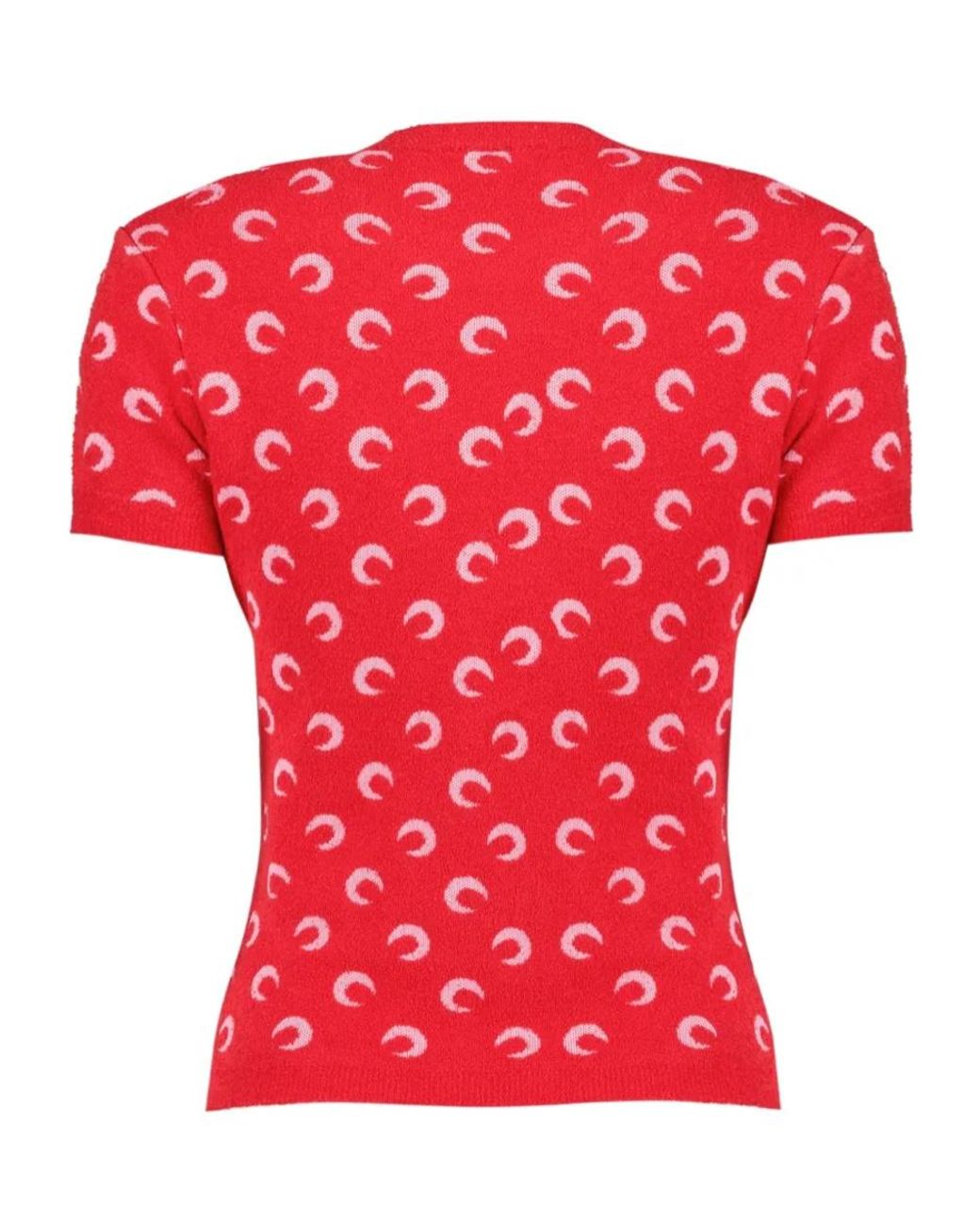 MARINE SERRE Red Moon Jacquard Knitted Top