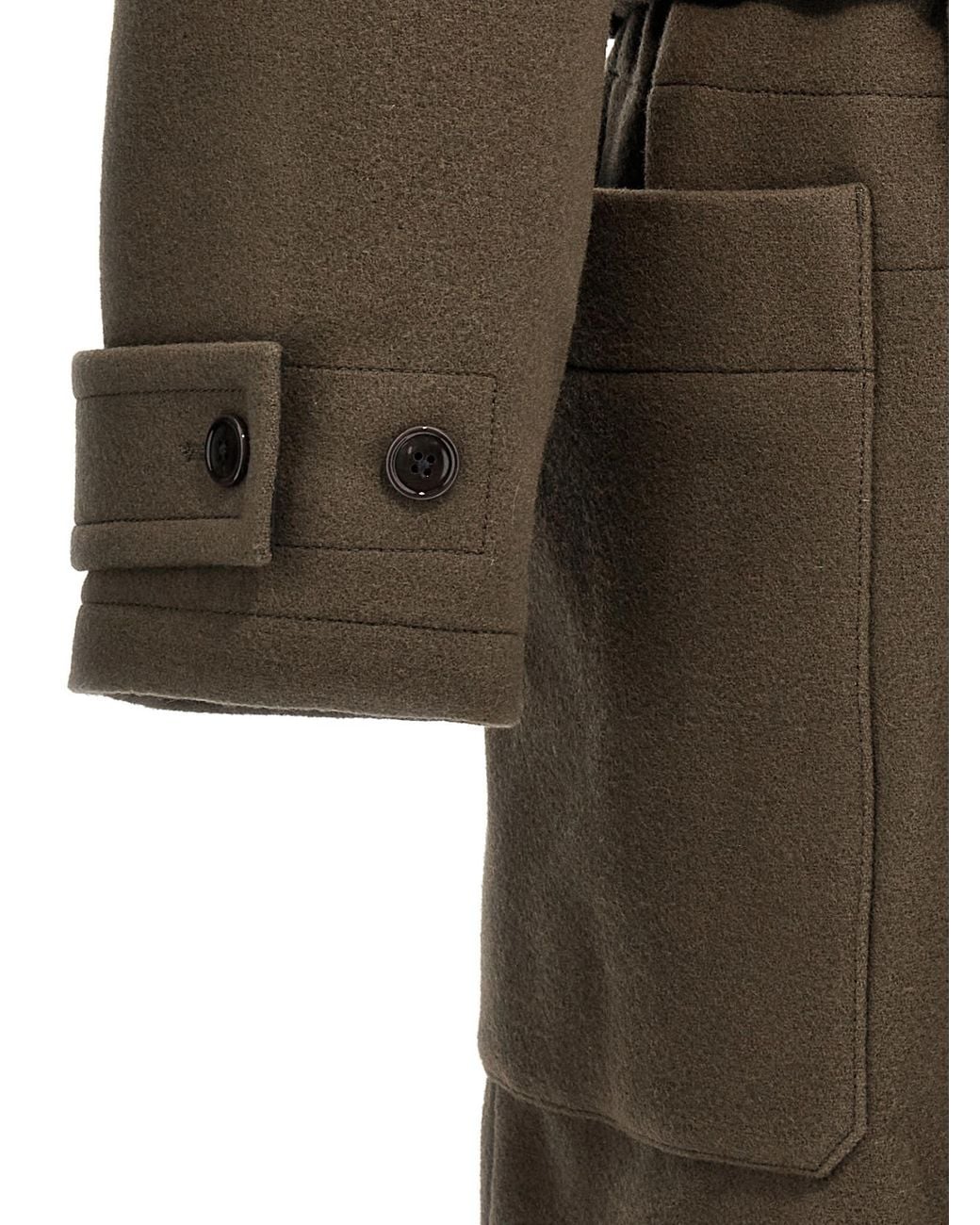 Lemaire Green Double-Breasted Belted Coat for men