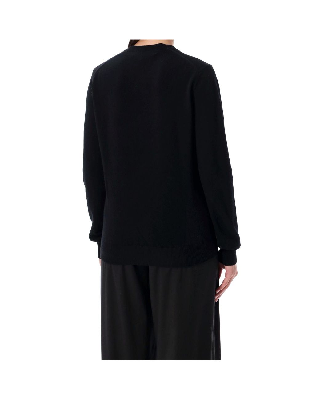 COMME DES GARÇONS PLAY Black Comme Des Garçons Play Logo Detailed Crewneck Cardigan