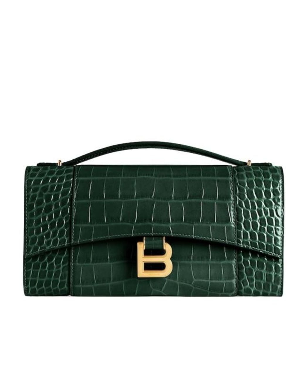 Balenciaga Green Hourglass Pochette With Chain