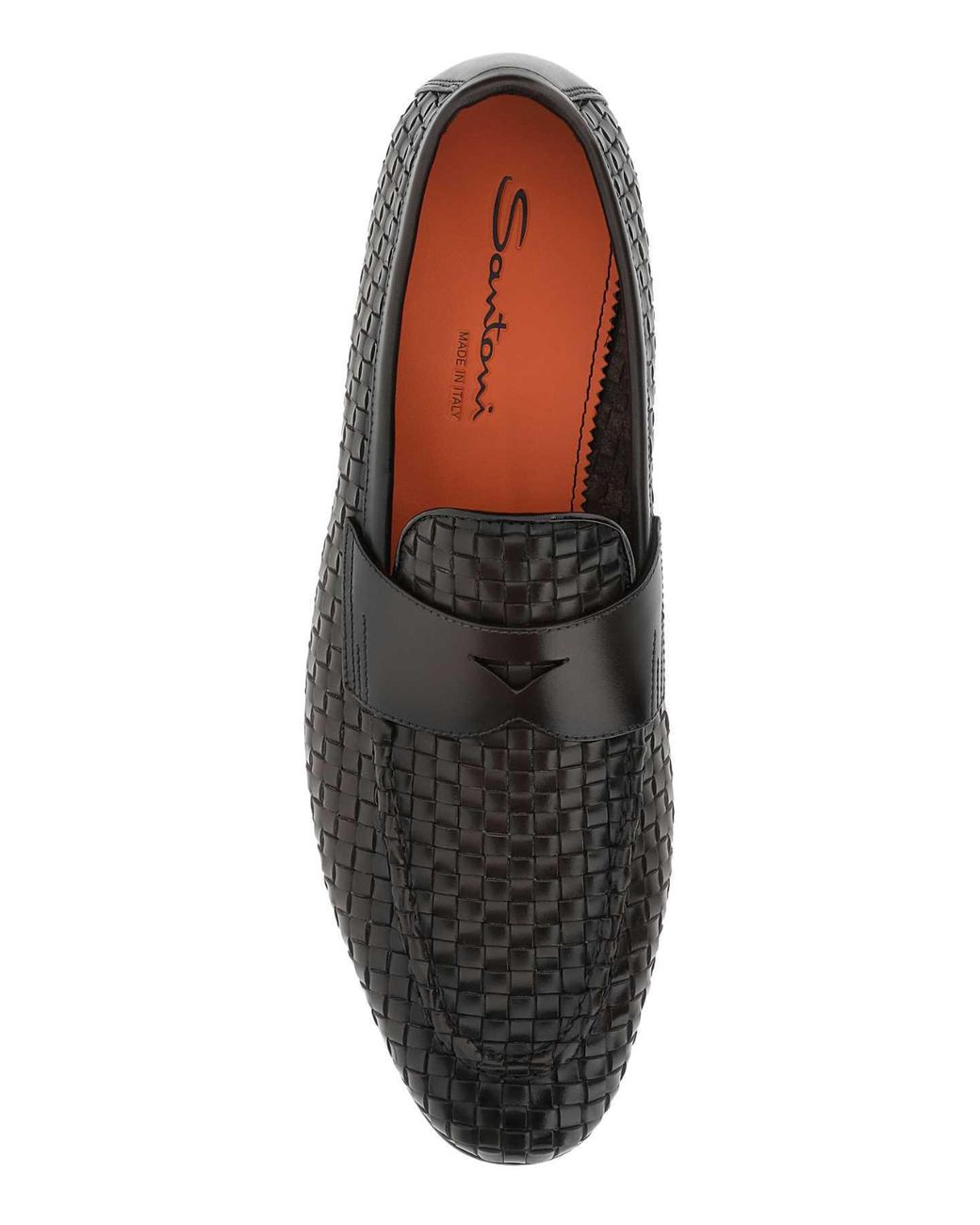 Santoni Black Chocolate Leather Loafers for men