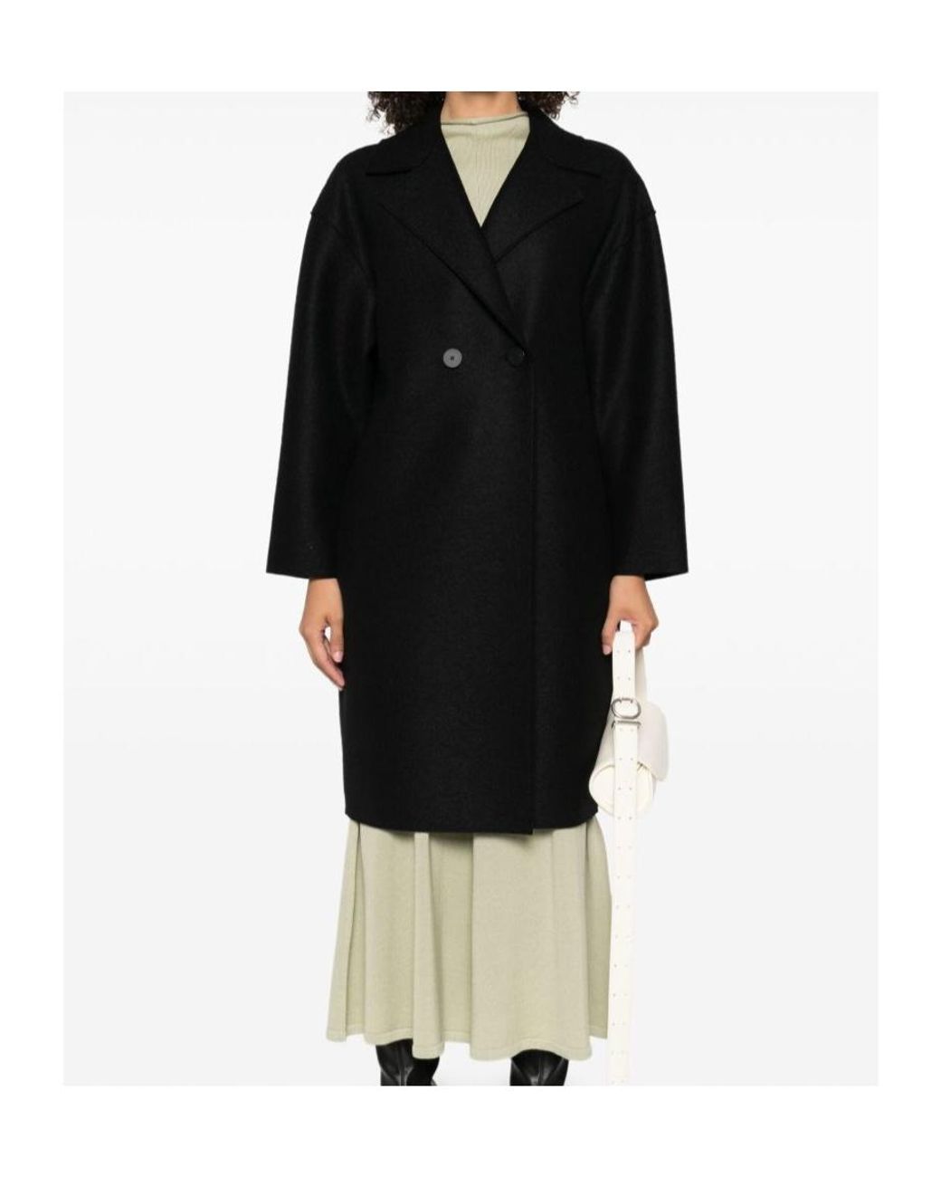 Harris Wharf London Black Dropped Shoulder Coat