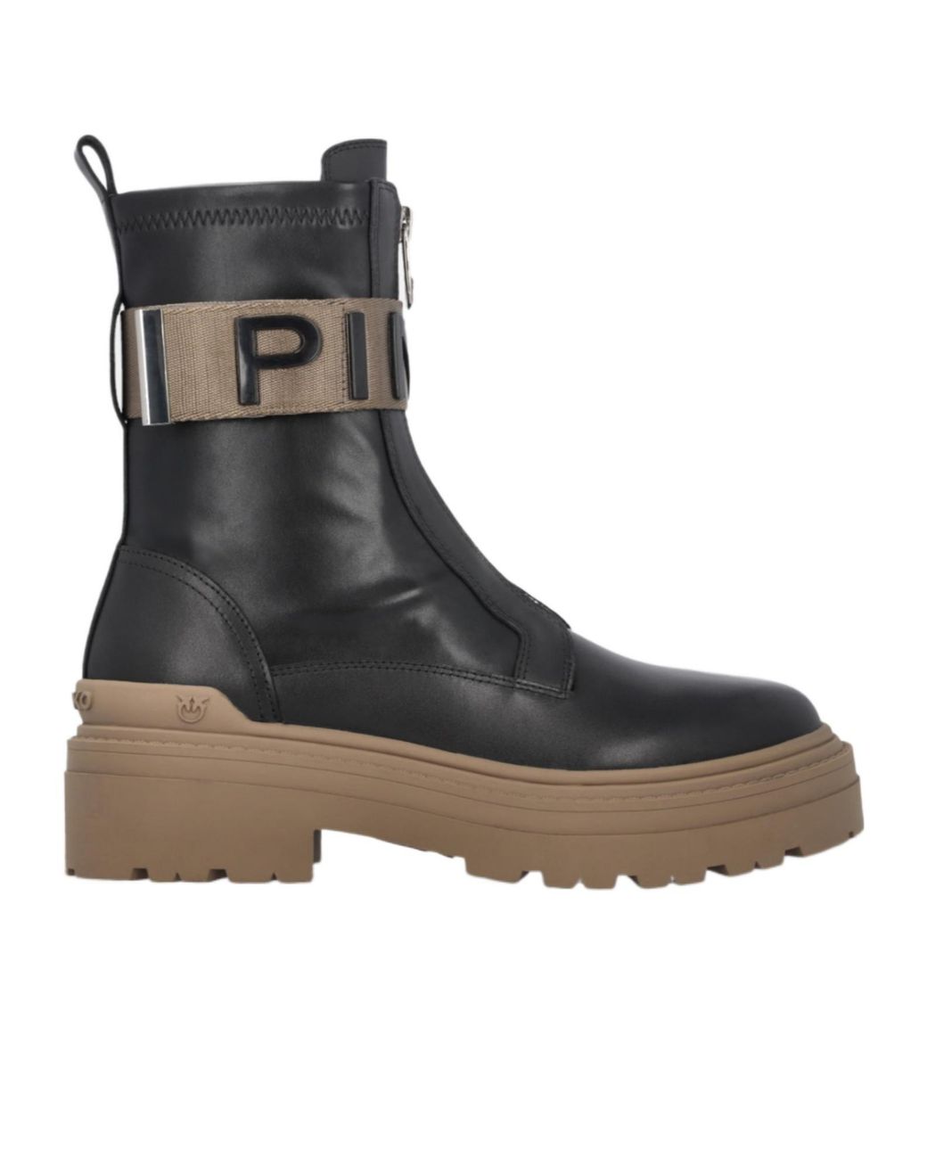 Pinko Black Logo Detailed Zipped Ankle Boots