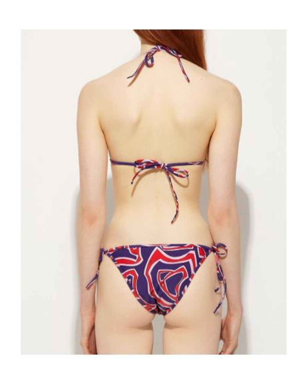Emilio Pucci Red Pucci Labirinto Print Triangle Bikini Top