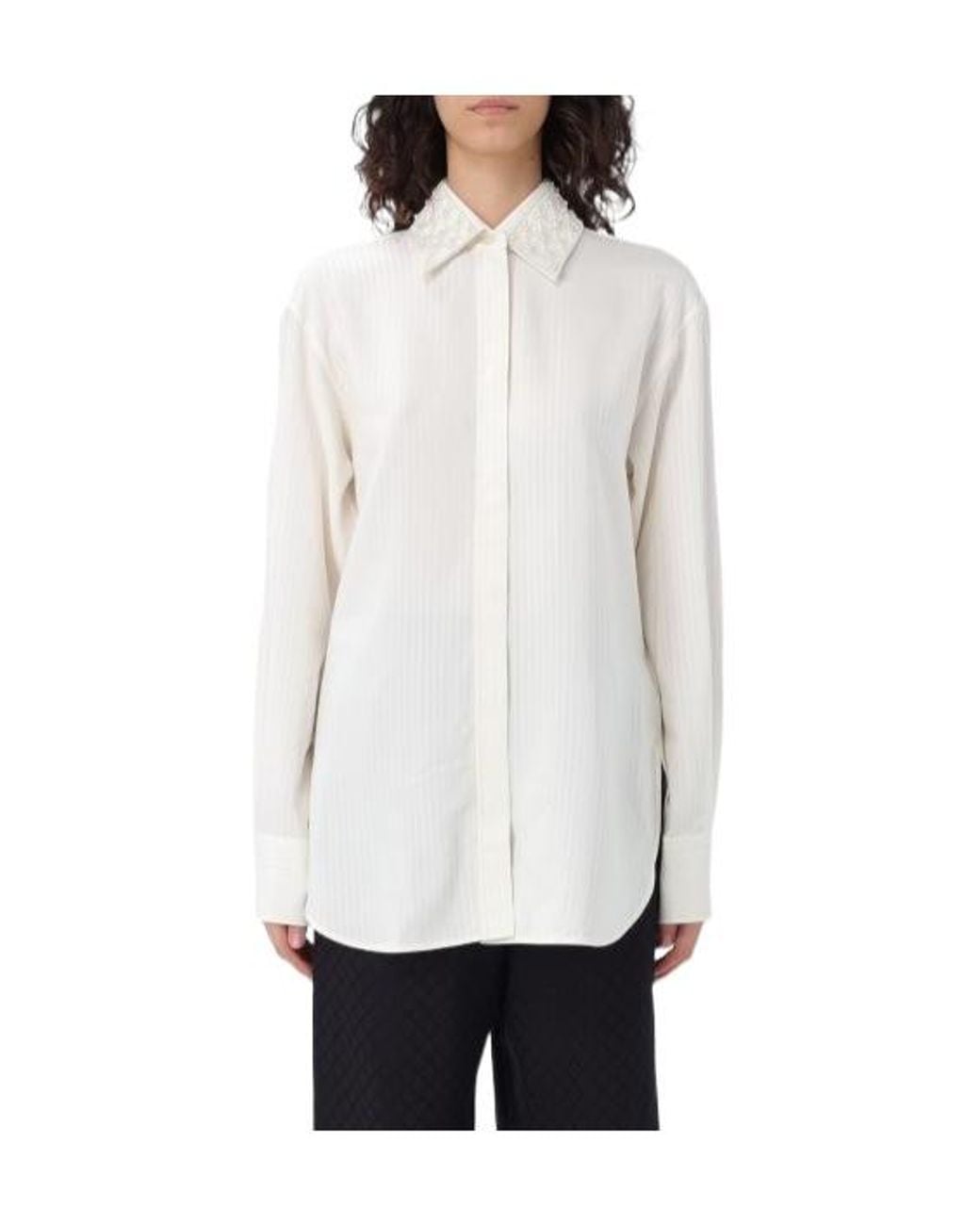 Golden Goose Deluxe Brand White Long Sleeved Embellished Shirt