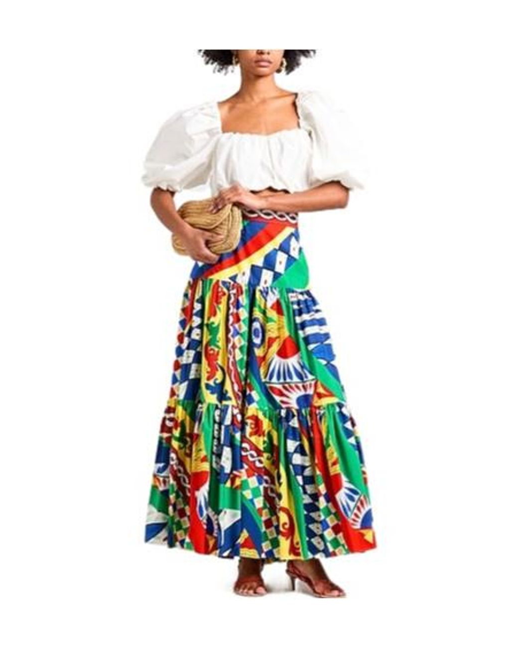 Dolce & Gabbana White Multicolored Umbrella Skirt