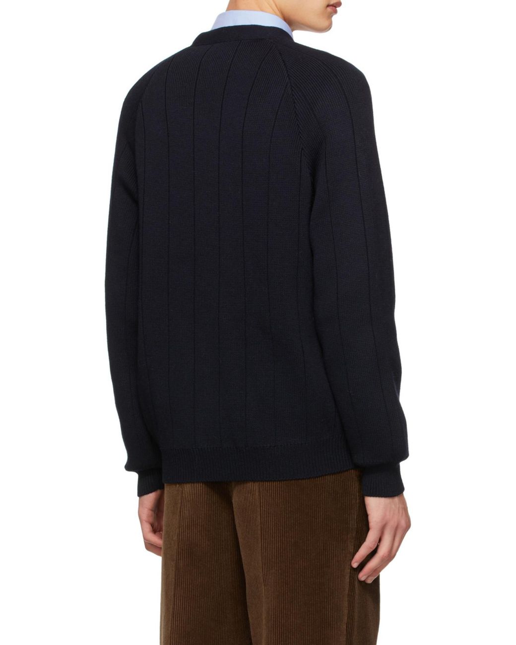 Gucci Blue Knit Wool Blend Cardigan With Web for men
