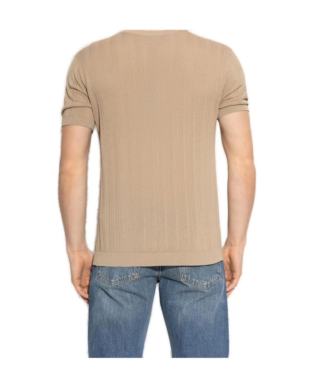 Emporio Armani Natural Crewneck Knitted T-Shirt for men