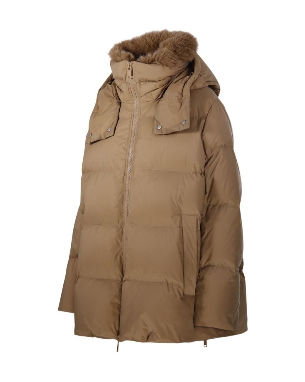 Yves Salomon Brown Hooded Down Jacket