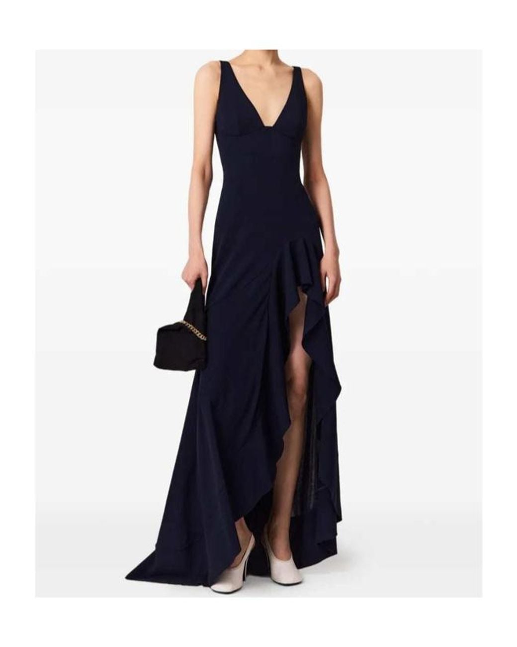 Stella McCartney Blue Ruffled Asymmetric Long Dress