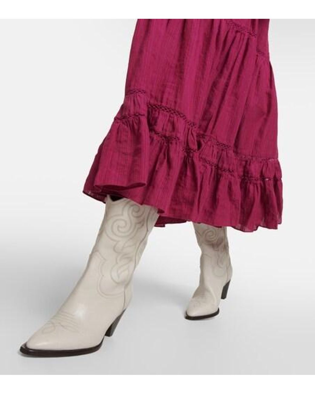 Isabel Marant Purple Latifa Cotton And Linen-Blend Midi Dress