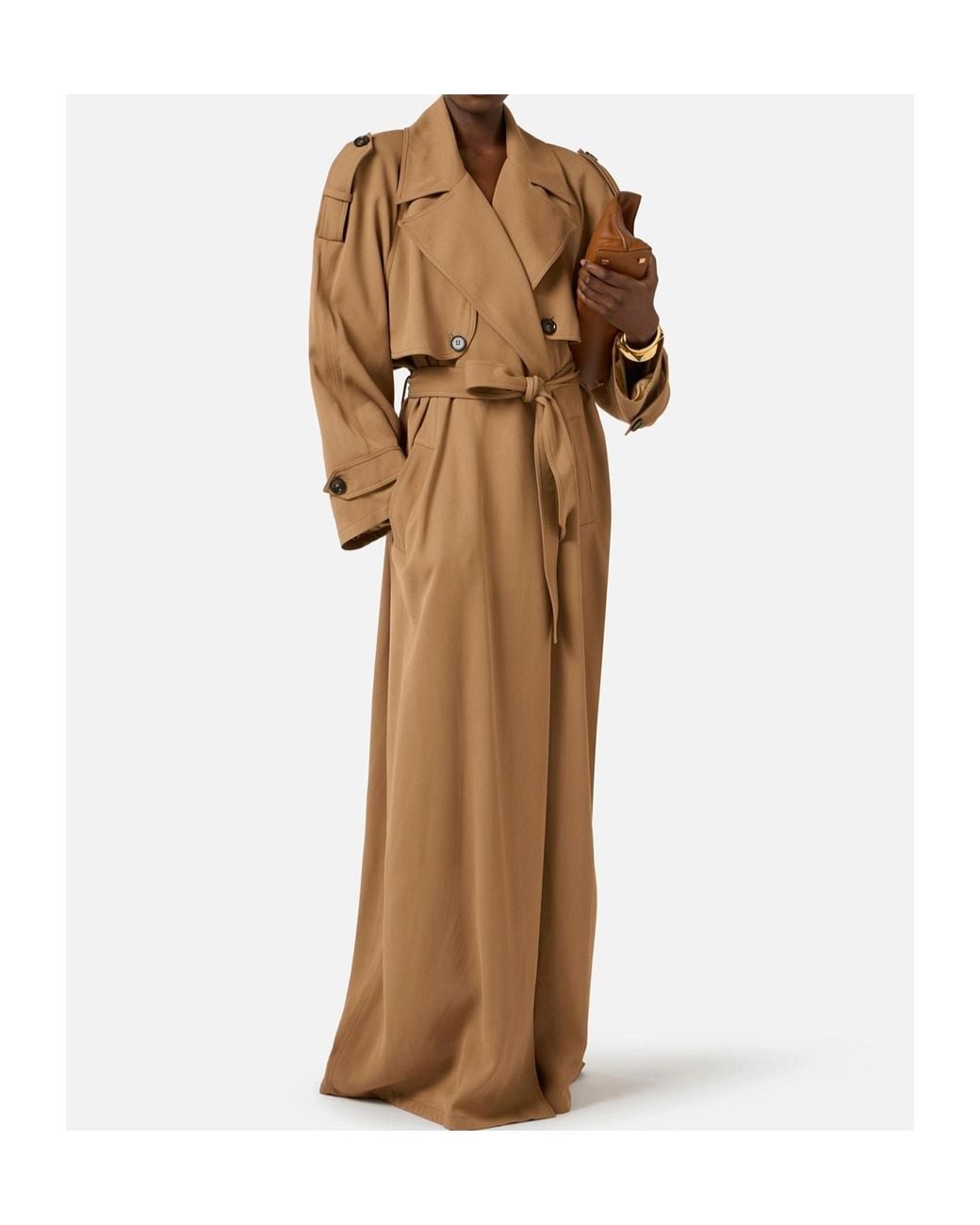 Elisabetta Franchi Natural Flowing Gabardine Trench Coat