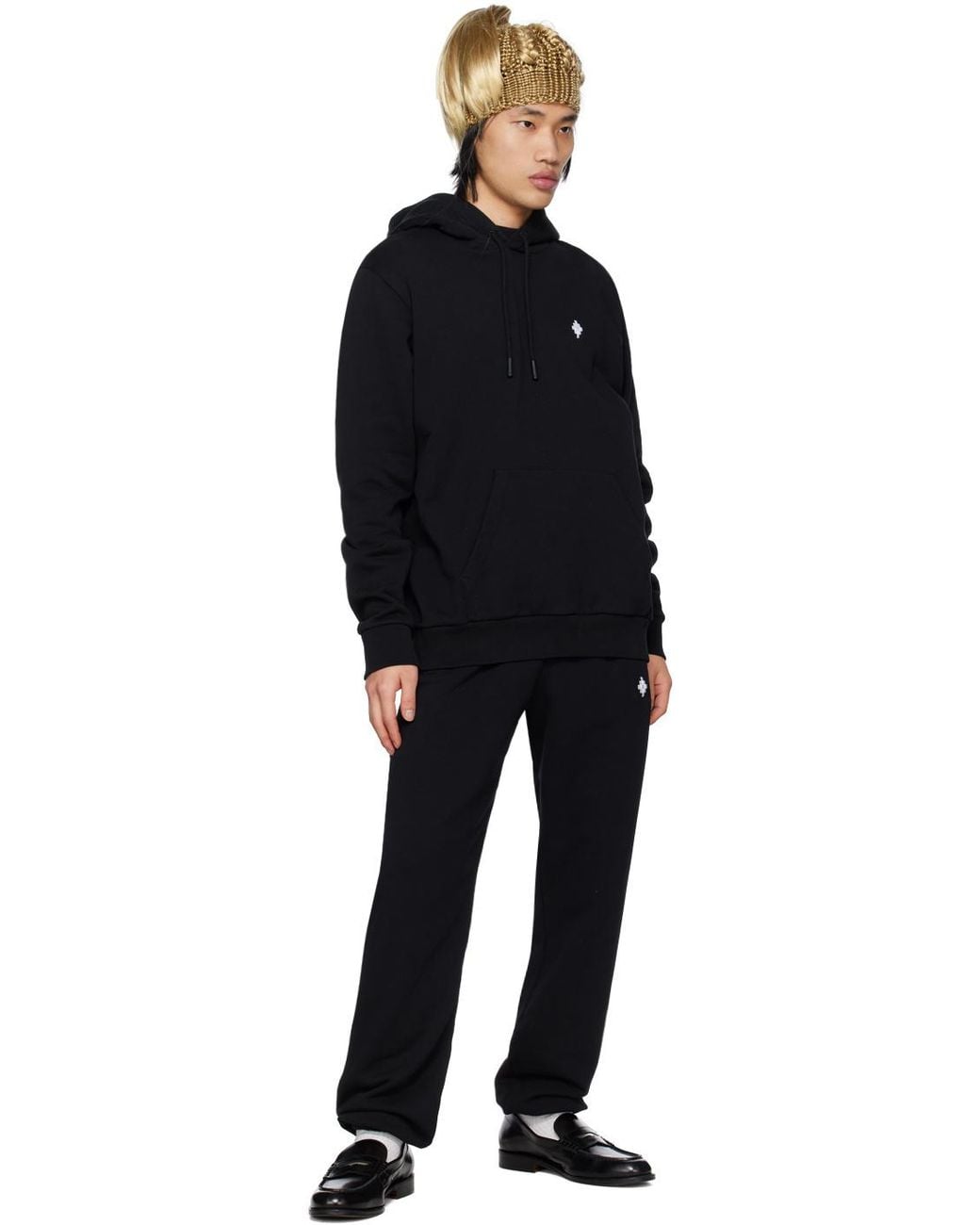 Marcelo Burlon Black Logo Elastic Sweatpants for men