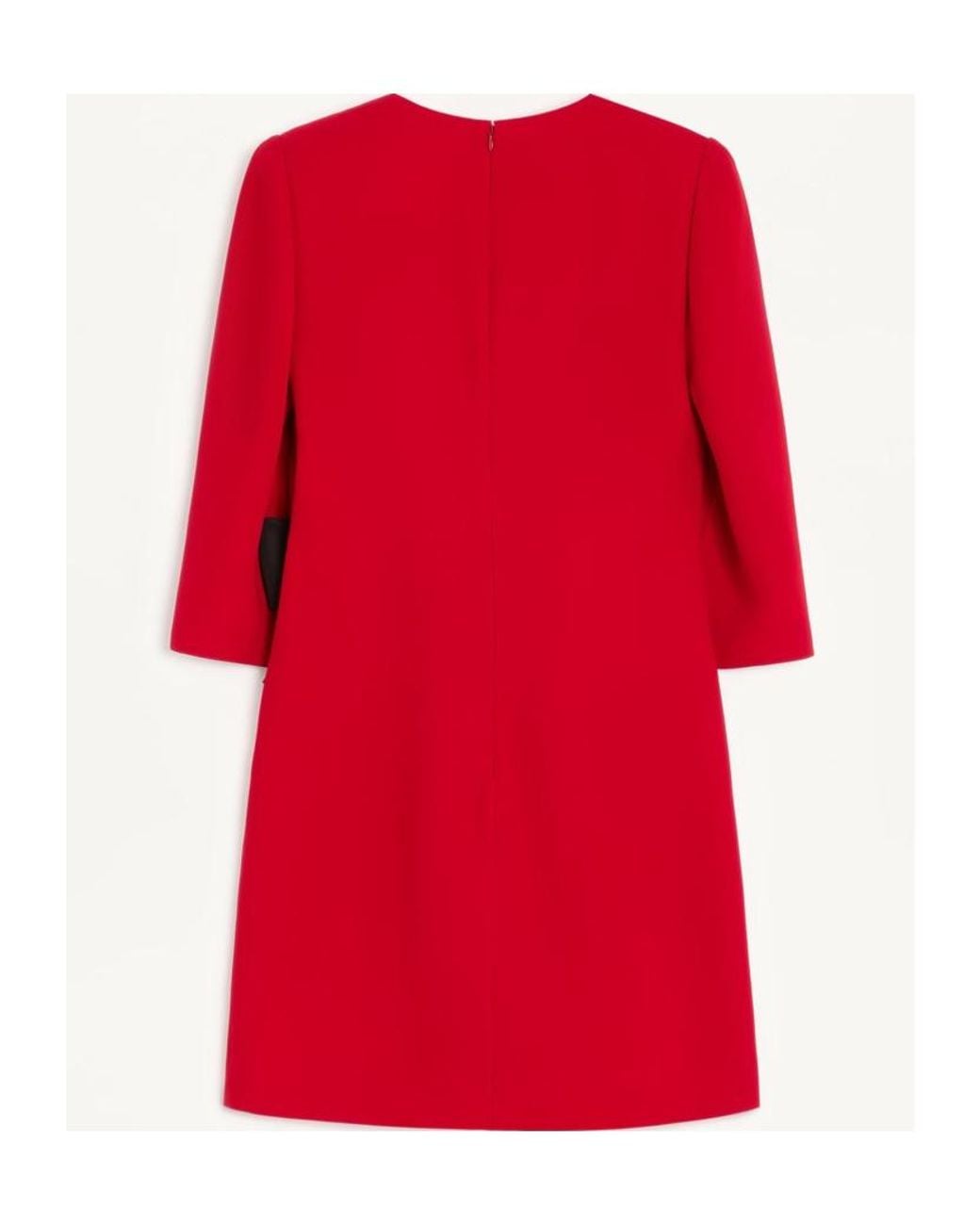Valentino Red Bow Detailed V-Neck Dress