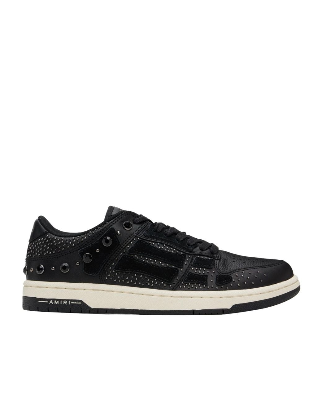 Amiri Black Crystal Studded Skel Top Low Sneakers for men