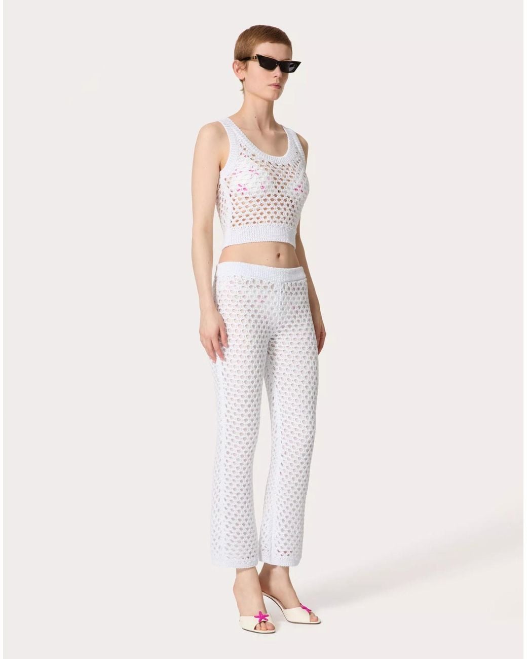 Valentino White Flared Knitted Pants