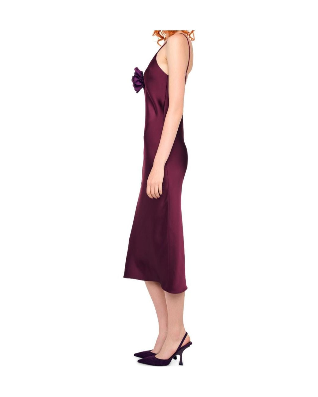 Norma Kamali Purple Bias Slip Midi Dress