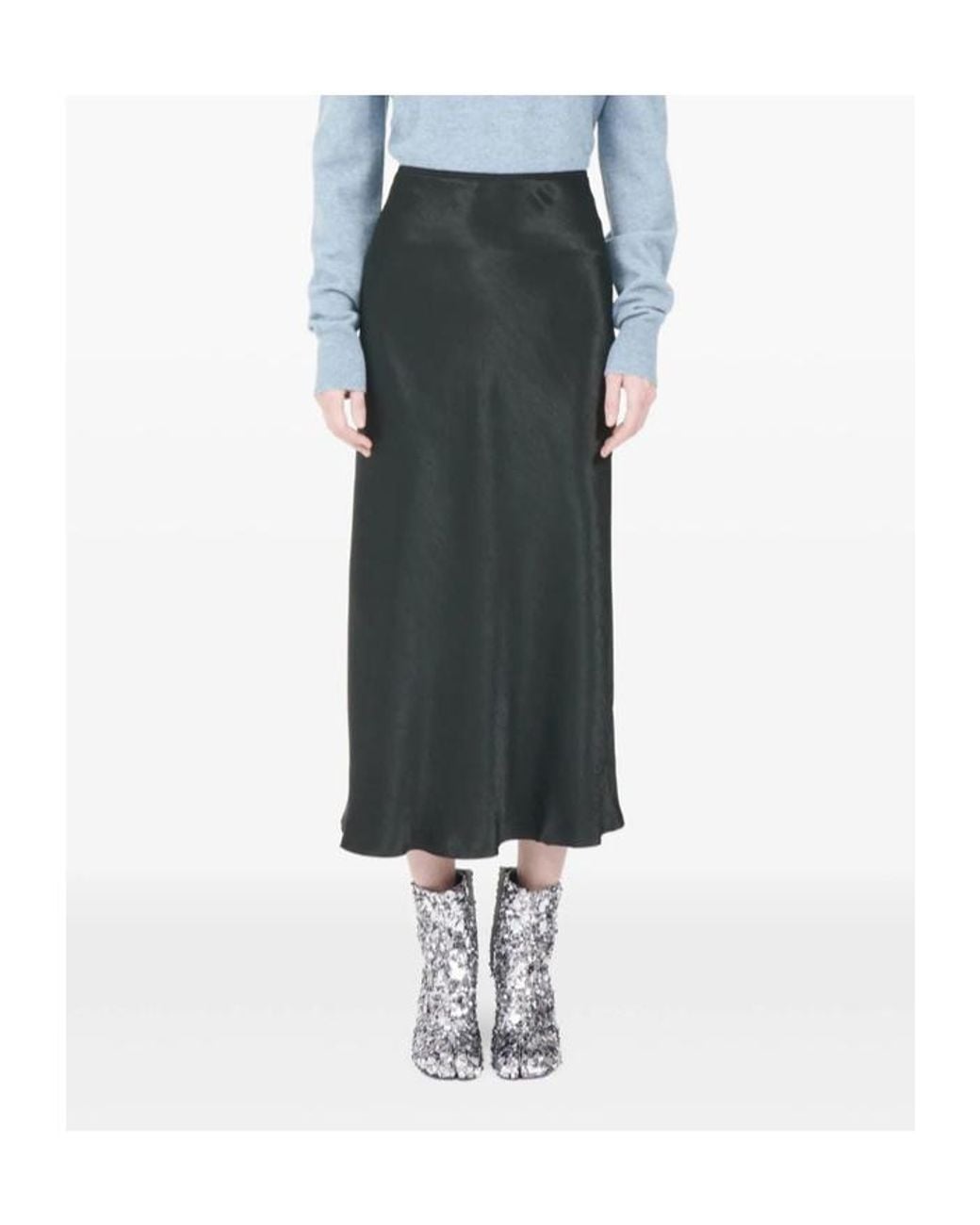 Maison Margiela Black Midi-Length Flared Hem Skirt