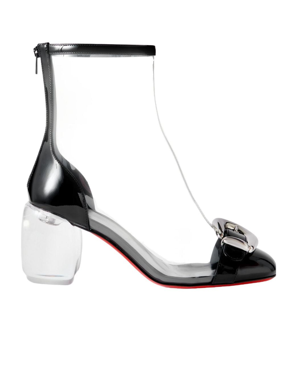 Christian Louboutin Black Patent Leather-Trimmedankle Boots