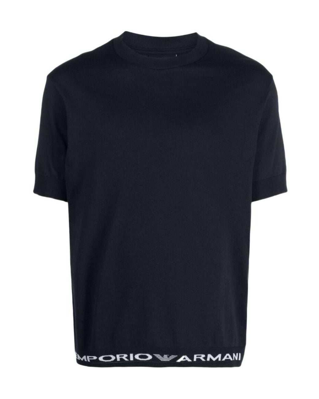 Emporio Armani Black Logo-Trim Cotton T-Shirt for men