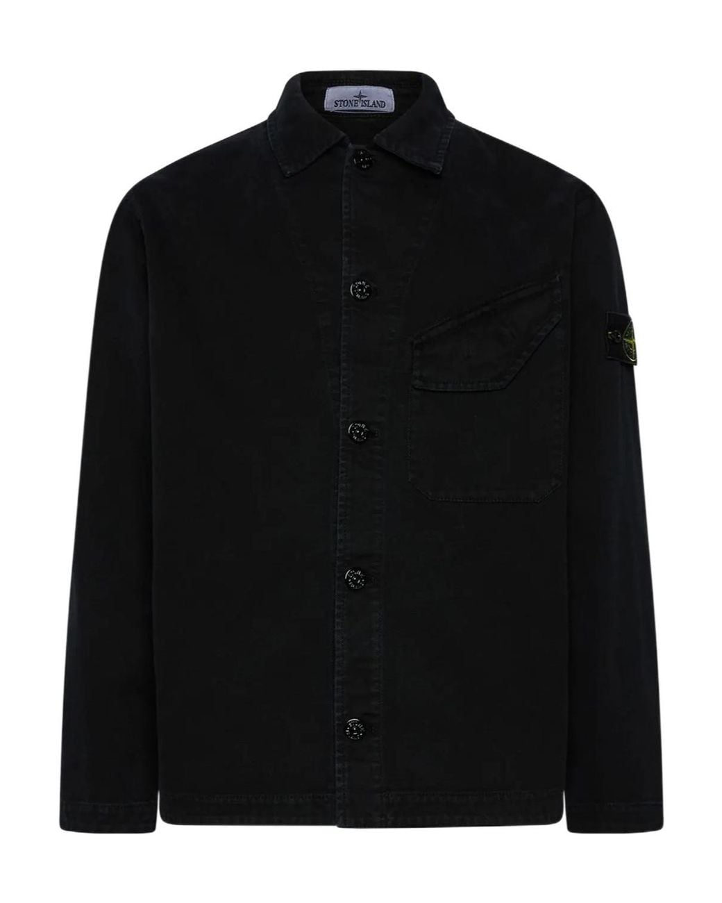 Stone Island Black Button-Up Badge Jacket for men