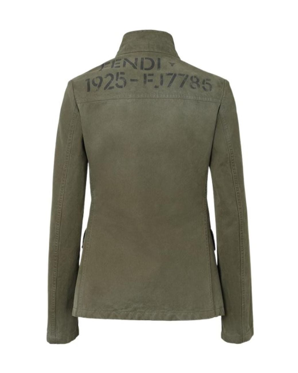 Fendi Green High-Neck Button-Up Jacket