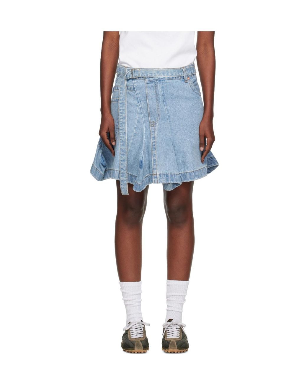 Sacai Blue Belted Denim Skirt
