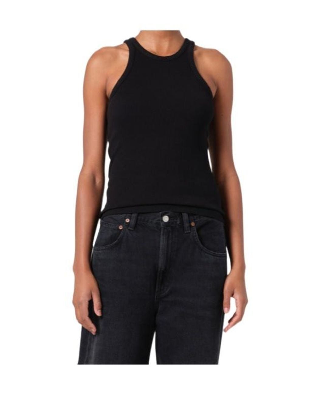 Agolde Black Rayne Crewneck Tank Top