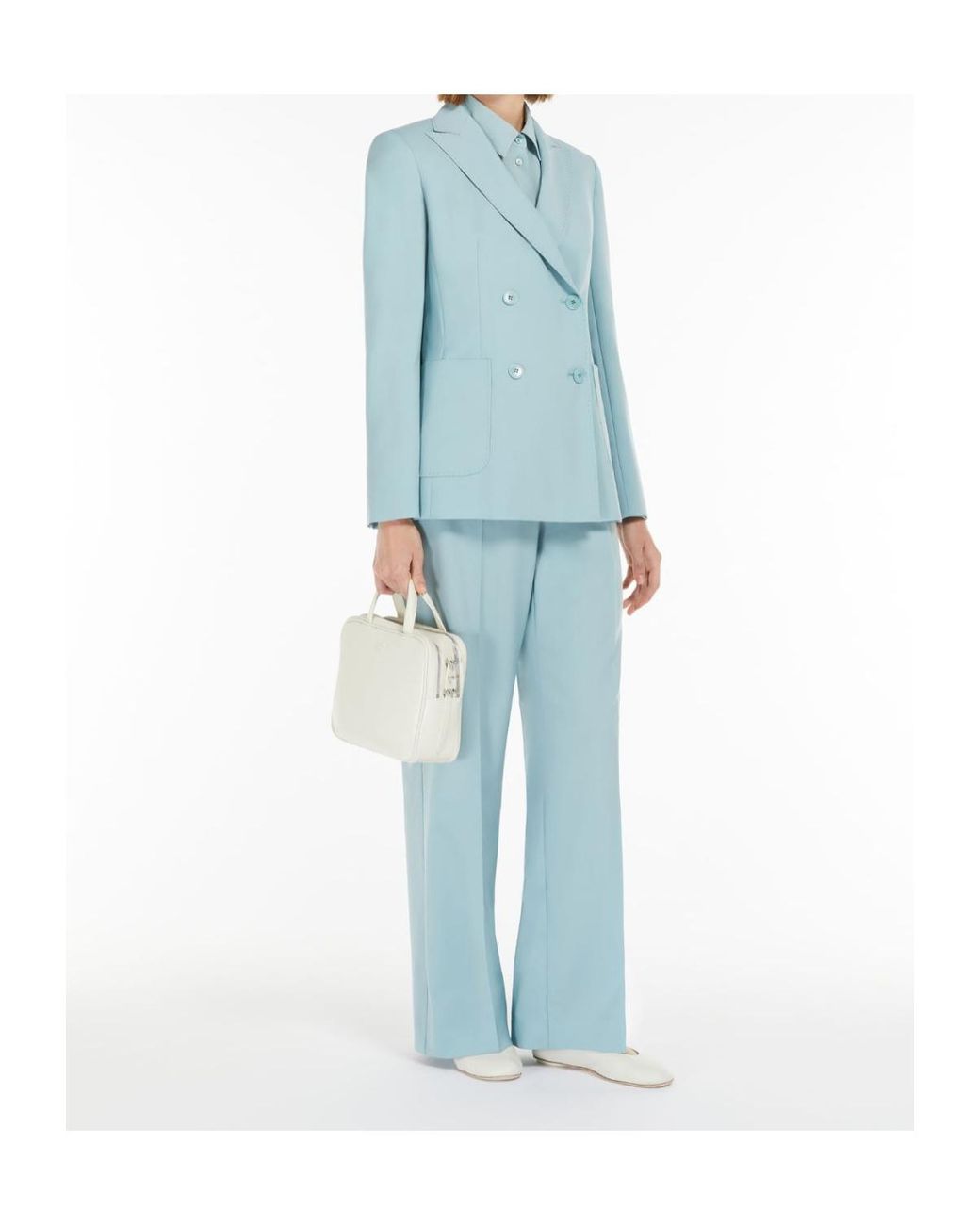 Weekend by Maxmara Blue Nervoso Double-Breasted Tailored Blazer