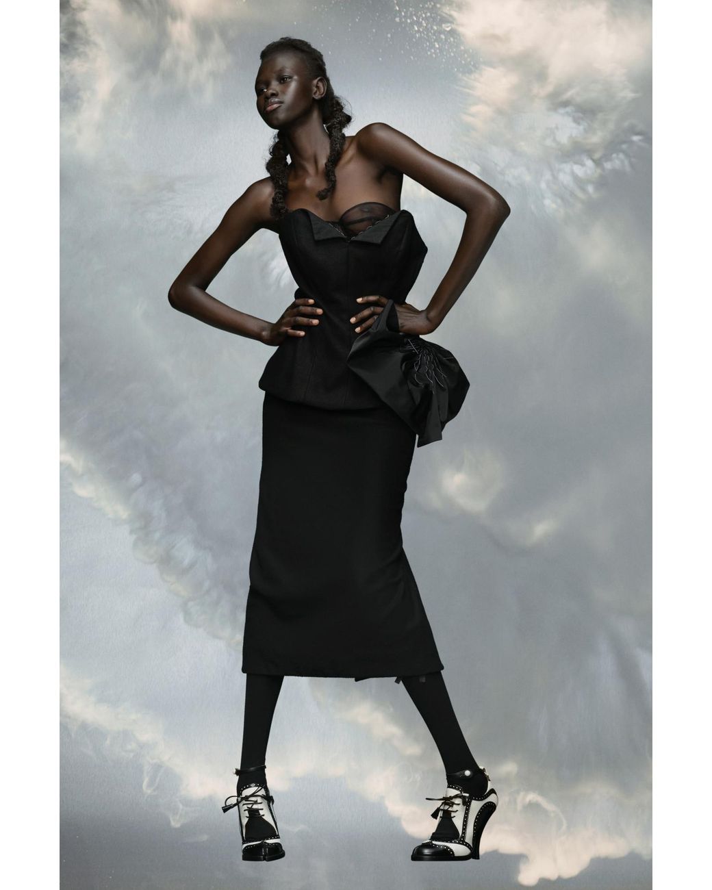 Maison Margiela Black Décortiqué Strapless Midi Dress