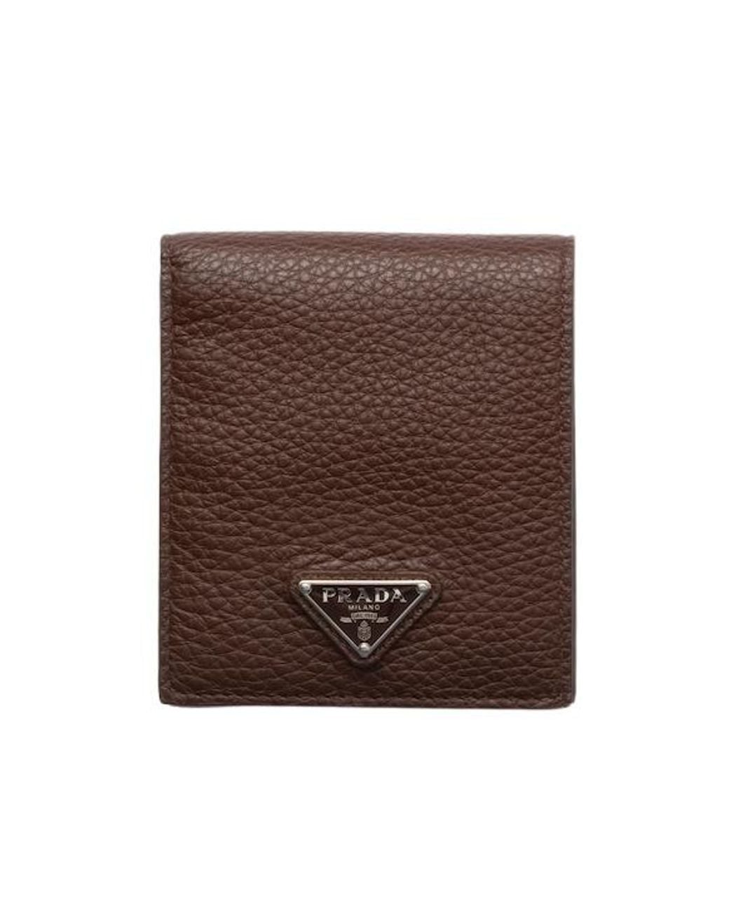 Prada Brown Triangle-Logo Wallet for men