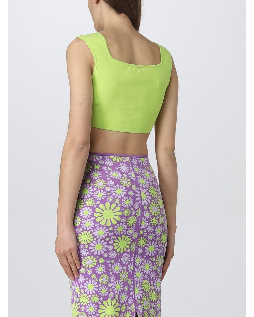 Sportmax Green Sleeveless Cotton Cropped Top