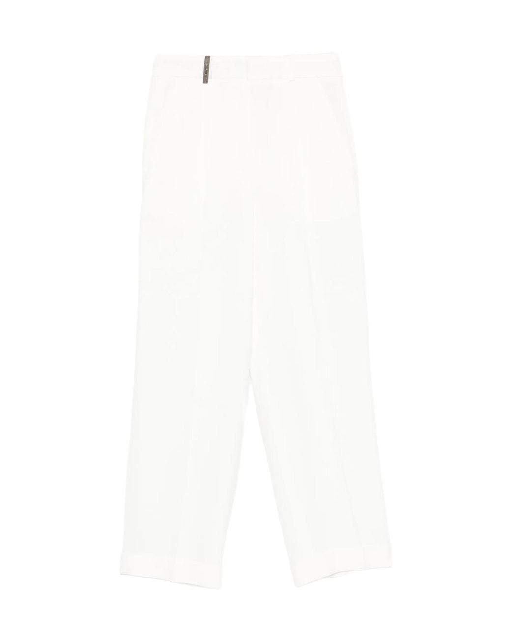Peserico White Side-Pocket Cropped Trousers