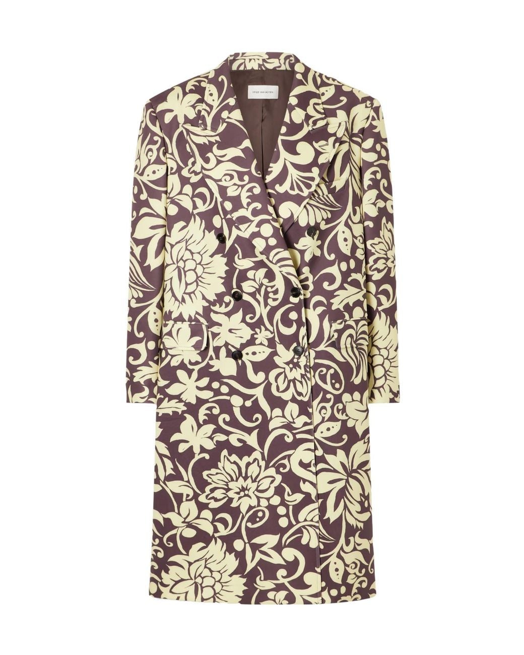 Dries Van Noten White Rosea Oversized Double-Breasted Jacquard Coat