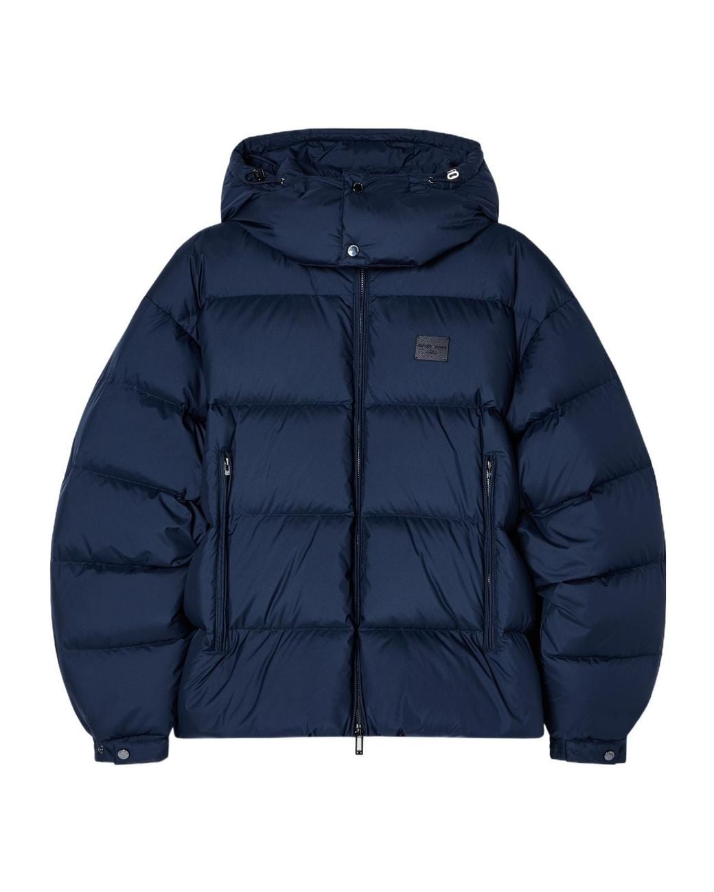 Emporio Armani Blue Water-Repellent, Quilted Ripstop Nylon Hooded Down Jacket for men