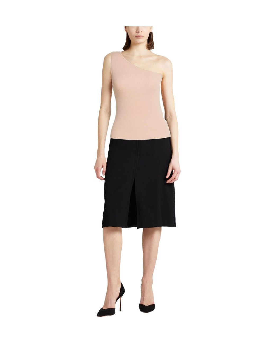 Max Mara Natural Solid Color One-Shoulder Tops