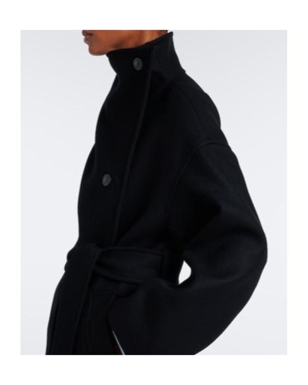 Joseph Black Fiore Wool-Blend Wrap Coat