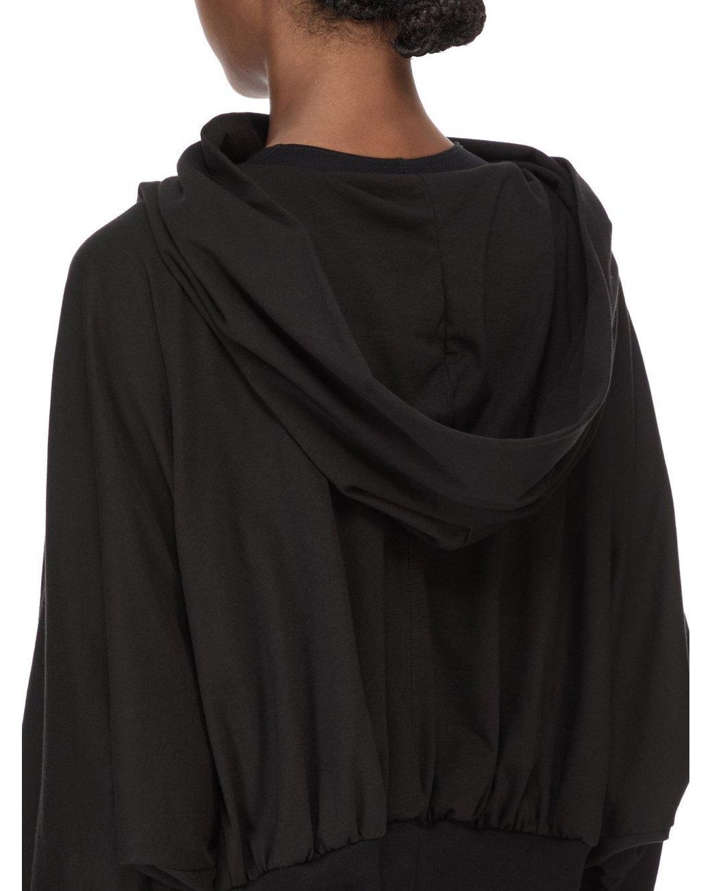 Rick Owens Black Temple Cropped Hooded Top