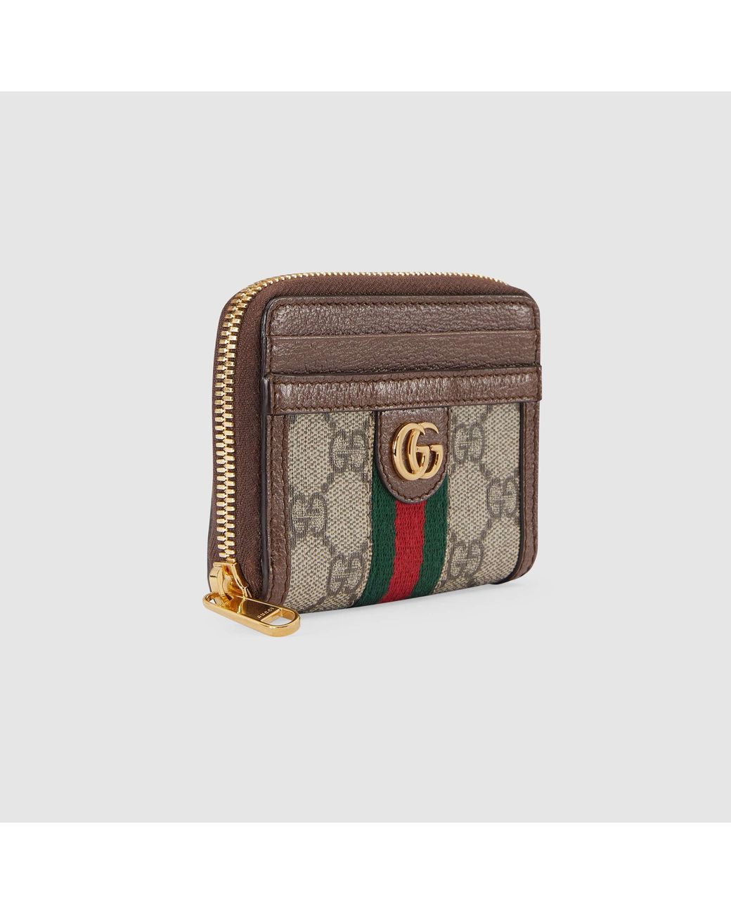 Gucci Brown Ophidia Card Case Wallet, Gg Canvas
