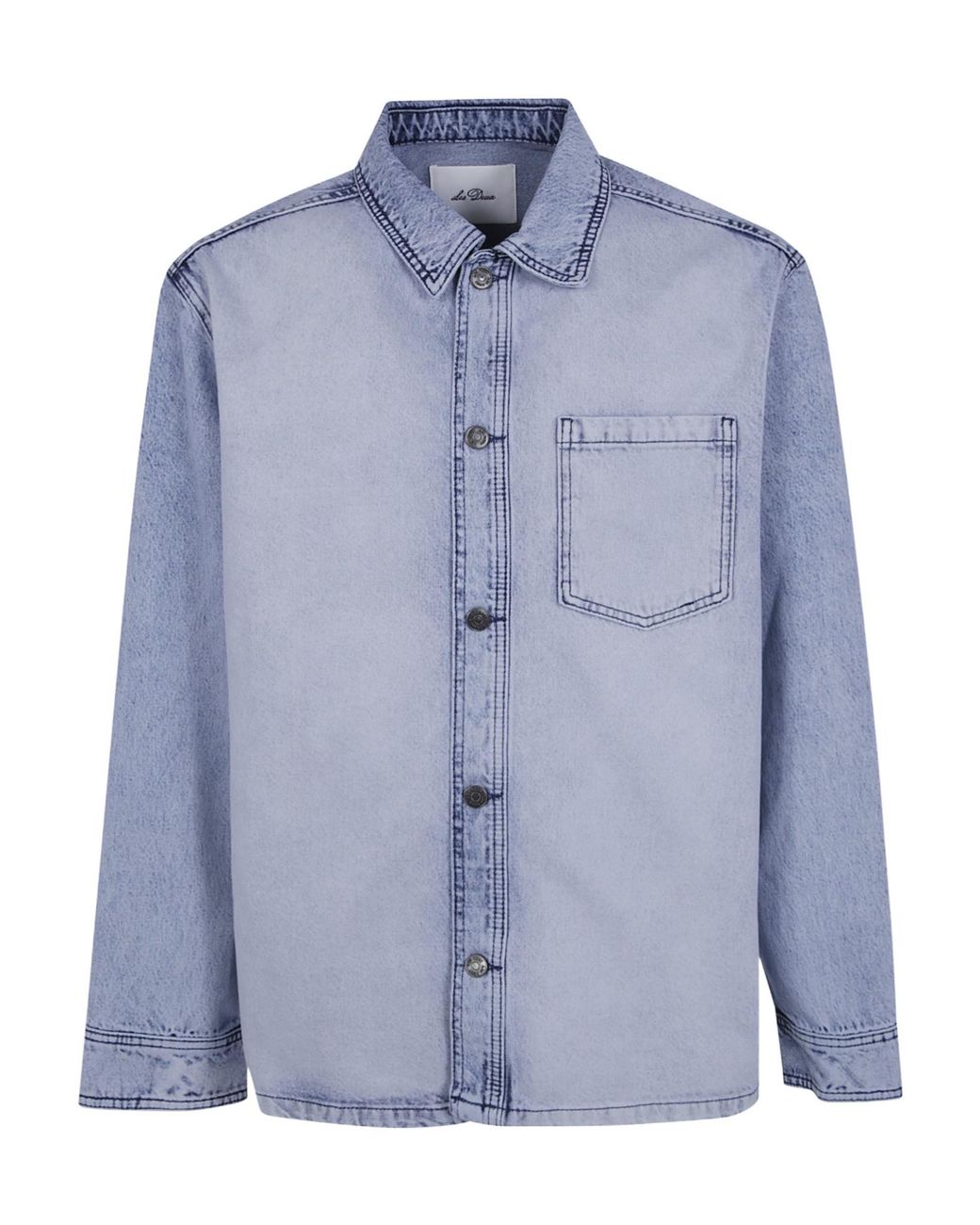 Les Deux Blue Bleached Denim Overshirt for men