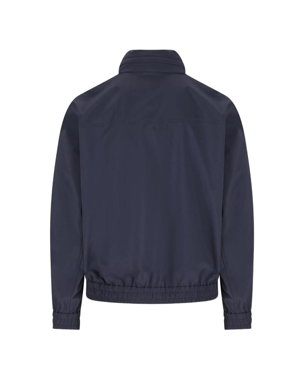 Brunello Cucinelli Blue Elasticated Hem Zipped Bomber Jacket for men
