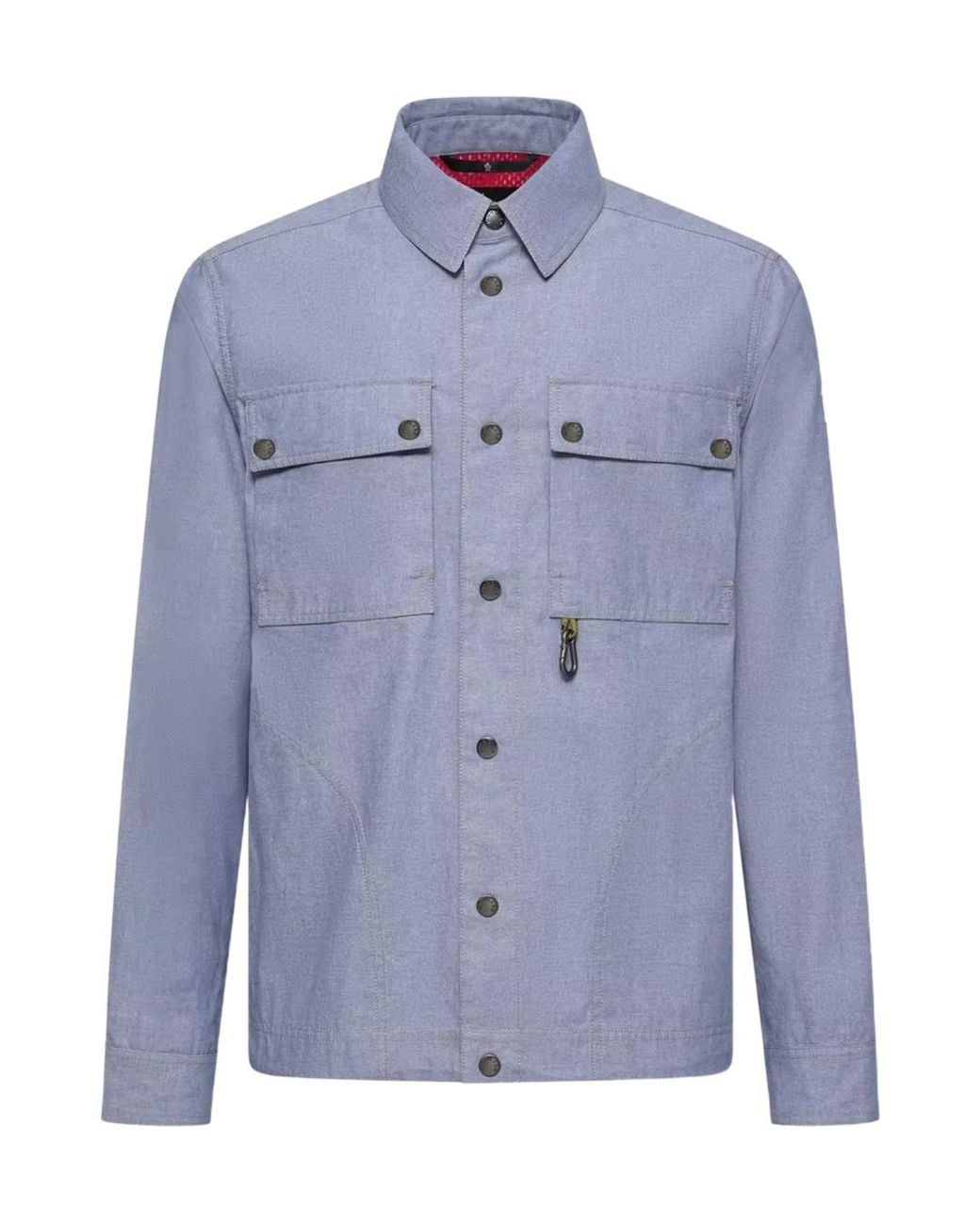 Moncler Blue Chambray Long Sleeve Shirt for men