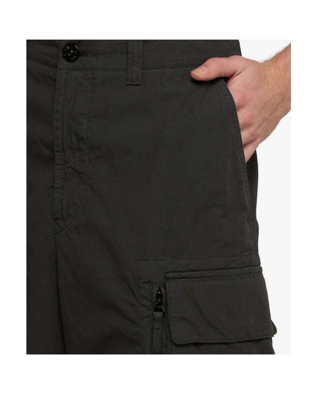Stone Island Black Cargo Shorts for men