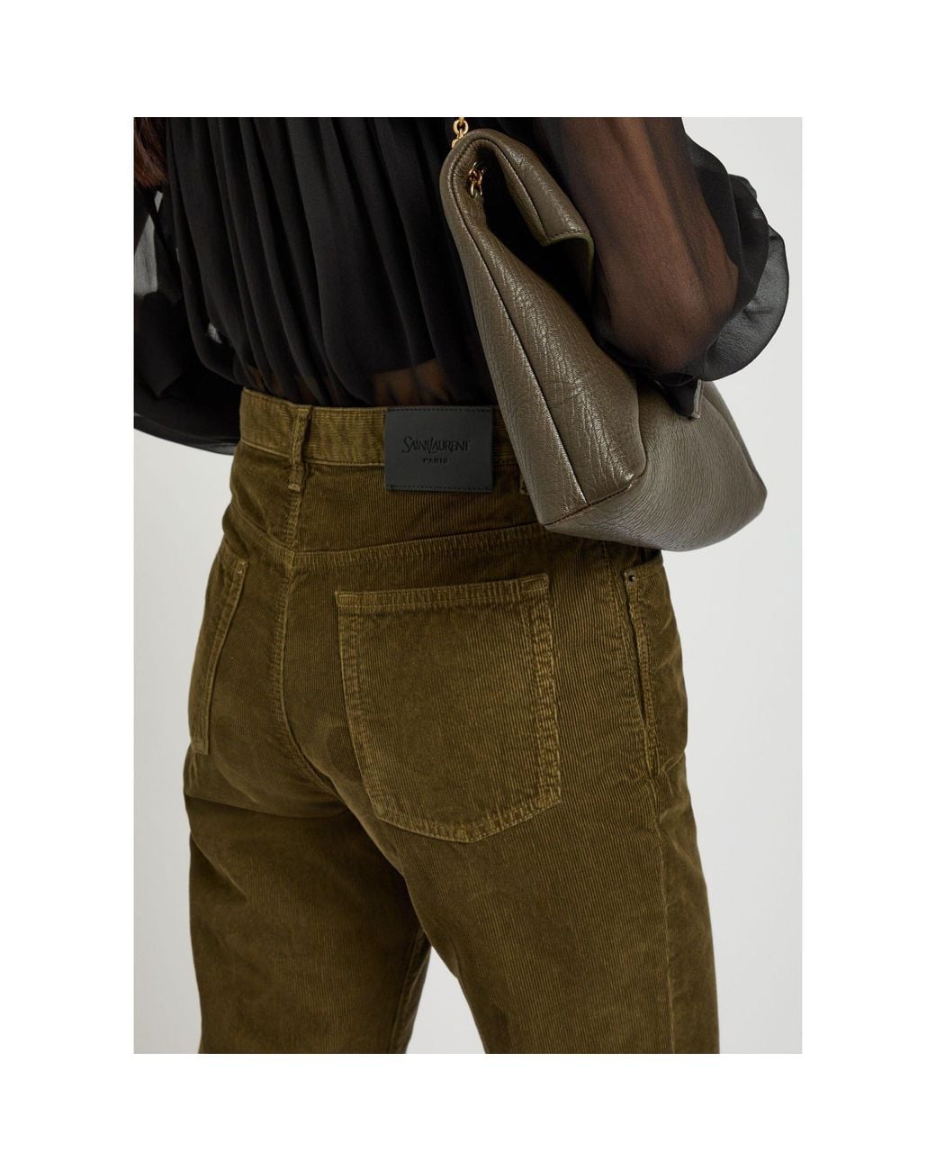 Saint Laurent Green High-Waist Bootcut Pants
