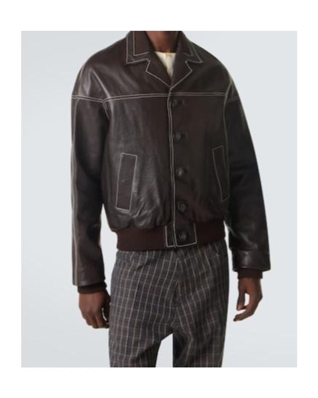 Wales Bonner Black Time Leather Jacket for men
