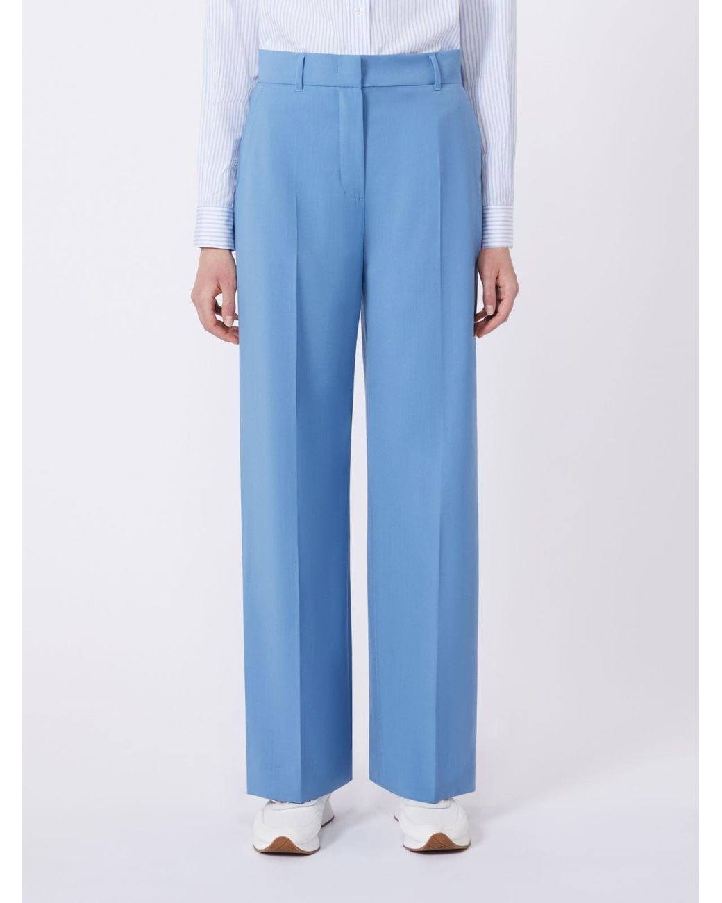 Weekend by Maxmara Blue Wool Wide-Leg Trousers