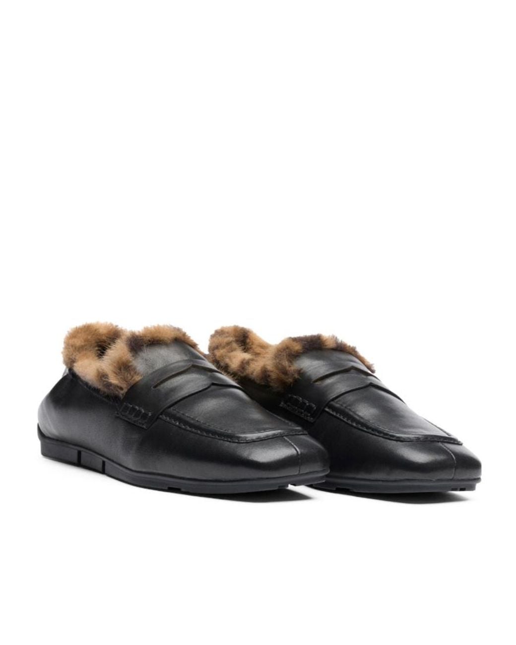 Ash Black Barkley Fur Nappa/Fake Fur Leopard