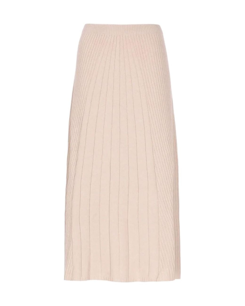 D.exterior Natural Ribbed Midi Skirt