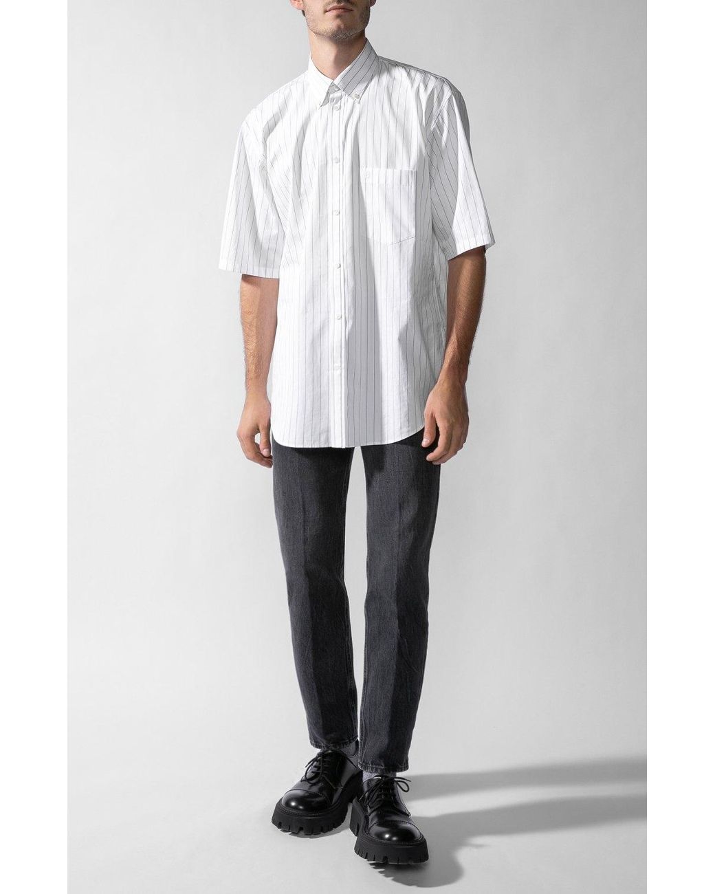 Balenciaga White Striped Shirt for men